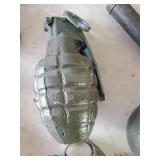 Authentic Military Lot with Hollowed out Grenades, Canteen, U.S. Locks and More