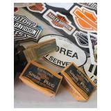Harley Davidson Lot of Emblems,Large Sturgis Flag,  DoRags, Hankys, Stickers Sunglasses and So Much More