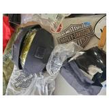 Harley Davidson Lot of Emblems,Large Sturgis Flag,  DoRags, Hankys, Stickers Sunglasses and So Much More