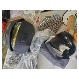 Harley Davidson Lot of Emblems,Large Sturgis Flag,  DoRags, Hankys, Stickers Sunglasses and So Much More