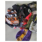 Harley Davidson Lot of Emblems,Large Sturgis Flag,  DoRags, Hankys, Stickers Sunglasses and So Much More