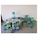 LARGE Jar Lot,  Case of Quart Jars with one missing, Ball Jars with Glass Lids, and Extra Jar Lids