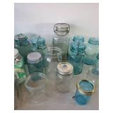 LARGE Jar Lot,  Case of Quart Jars with one missing, Ball Jars with Glass Lids, and Extra Jar Lids