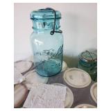 LARGE Jar Lot,  Case of Quart Jars with one missing, Ball Jars with Glass Lids, and Extra Jar Lids