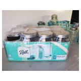 LARGE Jar Lot,  Case of Quart Jars with one missing, Ball Jars with Glass Lids, and Extra Jar Lids