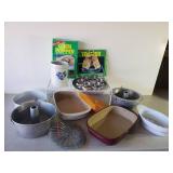 Great Lot of Kitchen/Baking items Camping CornPopper and Toaster, Egg Poacher, Pamperd Chef Baking Dishes and More