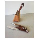 Stainless Steel Set of Steak Knives Made in England with wildlife Décor on Wood Handle