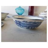 Beautiful Lot of Dishware Handmade Marcella Vibrant Red Dish, Liberty Blue Dishes one with Lid, Hand Painted made in Germany Phesant Dish and More