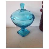 Beautiful Lot of Dishware Handmade Marcella Vibrant Red Dish, Liberty Blue Dishes one with Lid, Hand Painted made in Germany Phesant Dish and More