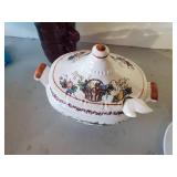 Beautiful Lot of Dishware Handmade Marcella Vibrant Red Dish, Liberty Blue Dishes one with Lid, Hand Painted made in Germany Phesant Dish and More