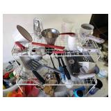 LARGE Lot of KitchenWare Almost Everything you could need, Measuring Cups, Anchor Hocking, Animal themed Heavy duty Corn no the Cob Sticks, Vintage Wood Handle Utinsels and More