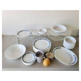 Lot of Corningware Dishes, Plates Bowls Saucers With a variety of sizes and more