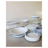 Lot of Corningware Dishes, Plates Bowls Saucers With a variety of sizes and more