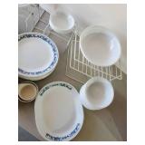 Lot of Corningware Dishes, Plates Bowls Saucers With a variety of sizes and more