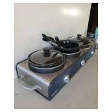 Bella Kitchen 3 Crock Slow Cooker/buffet Server Can opener, Iron, And More