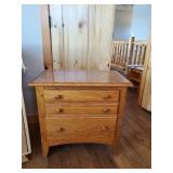 2 wooden Cabinets/side tables  one is a Lane Cedar Chest also Navajo rug/table runner