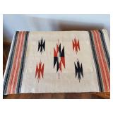 2 wooden Cabinets/side tables  one is a Lane Cedar Chest also Navajo rug/table runner