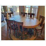 Beautiful Wood Table With 3 Leaves 4 Chairs and Chair Cushions