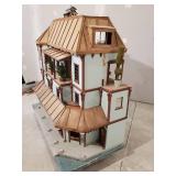 WHOA LOOK AT This Gorgeous LARGE Approx 45" T Doll House With Some Accessories unfinished but Wired for lighting This is Amazing