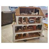 WHOA LOOK AT This Gorgeous LARGE Approx 45" T Doll House With Some Accessories unfinished but Wired for lighting This is Amazing