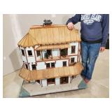 WHOA LOOK AT This Gorgeous LARGE Approx 45" T Doll House With Some Accessories unfinished but Wired for lighting This is Amazing