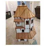 WHOA LOOK AT This Gorgeous LARGE Approx 45" T Doll House With Some Accessories unfinished but Wired for lighting This is Amazing