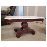2 Coffee/Side Tables one with a Marble top Both in Solid condition