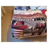 Nice Bed For when Company Comes, Smartbase Dual metal Beds with 4 in 1 Adventuridge Airbeds along with a Gorgeous Firefighters Blanket and MN Twins Throw and More