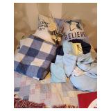 Nice Bed For when Company Comes, Smartbase Dual metal Beds with 4 in 1 Adventuridge Airbeds along with a Gorgeous Firefighters Blanket and MN Twins Throw and More