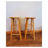 2 Wooden Bar Stools in Solid good Condition