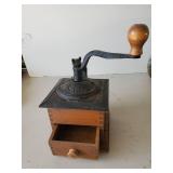 Misc Lot with Vintage Coffee Grinder, Hamilton Beach Crock Pot, Gorgeous Painted Pitcher, Princess House Lead Crystal Wine Glasses and More