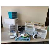 Mixed Bathroom Lot Wahl Beard Trimmer like new, Makeup Magnifying Mirrors, Heating Pad, First Aid stuff and More