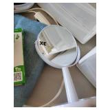 Mixed Bathroom Lot Wahl Beard Trimmer like new, Makeup Magnifying Mirrors, Heating Pad, First Aid stuff and More