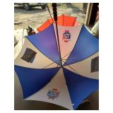 2 umbrellas, Red one is hand held, Old Style is either hand heald or has in the ground Extension, along with Hand weights and more