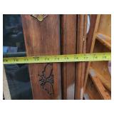 Large Antique Wooden Armoire with Class Front Lower Storage and Clothes Rod, In Solid Condition