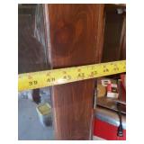 Large Antique Wooden Armoire with Class Front Lower Storage and Clothes Rod, In Solid Condition