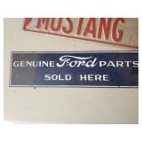 Metal Signs Mustang, Ford, No Parking, and framed Mobilgas Advertising
