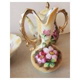 Gorgeous Enesco Floral Lot of Teacups Pitcher Bowl Creamer Sugar Bowl and more