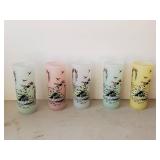 5 Colorful Mid Modern Vintage Drinking Glasses