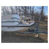 Boat Apache Seamaster Deck Boat with Evinrude 200HP Vindicator Outboard Motor and Stainless Steel two Axel Trailer