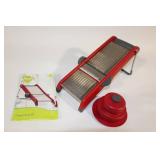 Adjustable Red Mandoline Slicer with Safety Holder