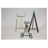 Set of 3 Metal Display Easels in Various Finishes