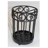 Black Metal Utensil Holder with Decorative Design