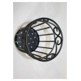 Black Metal Utensil Holder with Decorative Design