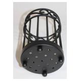 Black Metal Utensil Holder with Decorative Design