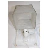 Glass Block Table Lamp with Power Cord and Bulb Socket