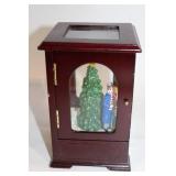 Festive Caroling Family Music Box with Tree in Wooden Case