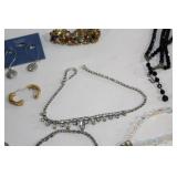 Assorted Costume Jewelry Collection including Necklaces, Bracelets, and Earrings
