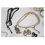 Assorted Costume Jewelry Collection including Necklaces, Bracelets, and Earrings