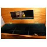 Vintage Wooden Jewelry Box with Floral Glass Doors